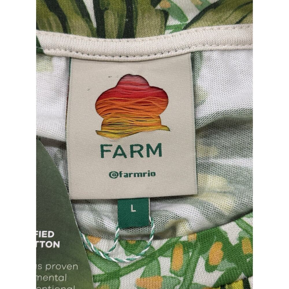 NWT Farm Rio Tropical Forest Off-White Shirt Dress Green Large Resort Cotton - Picture 7 of 16
